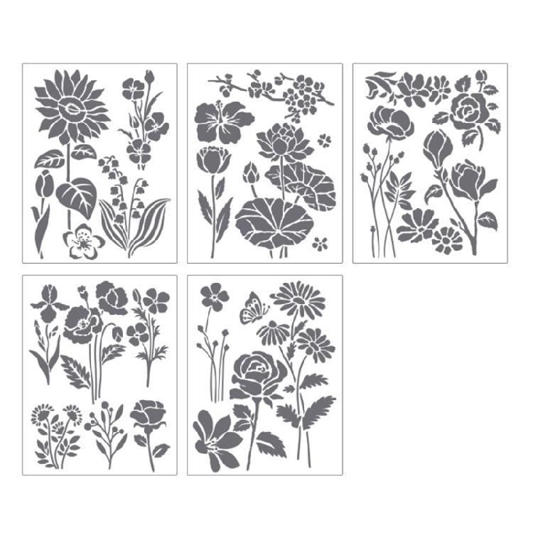 5Pcs Flower/Leaf/Butterfly Templates Reusable PET Drawing Stencils for Wood Sign Scrapbooking Painting Wall Decoration
