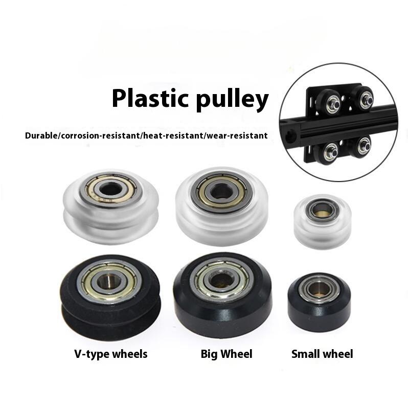 CCA4-CNC Plastic POM Big Small Wheel With Bearing Idler V-Slot Aluminum Profile Perlin Pulley For 3D Printer Ender3 V2