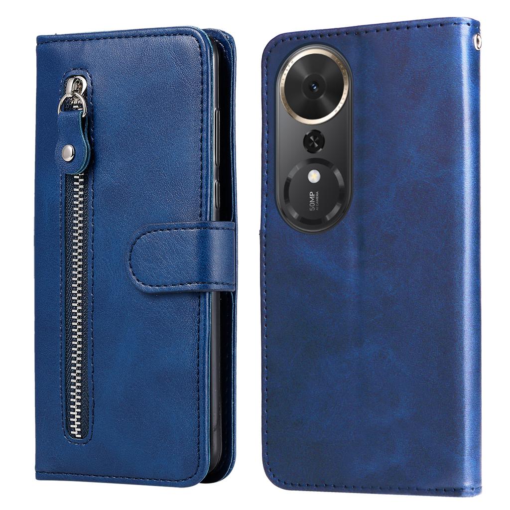 For Honor Play 70 Plus 5G PU Leather Cases with Zipper Pocket Wallet Phone Cover Stand