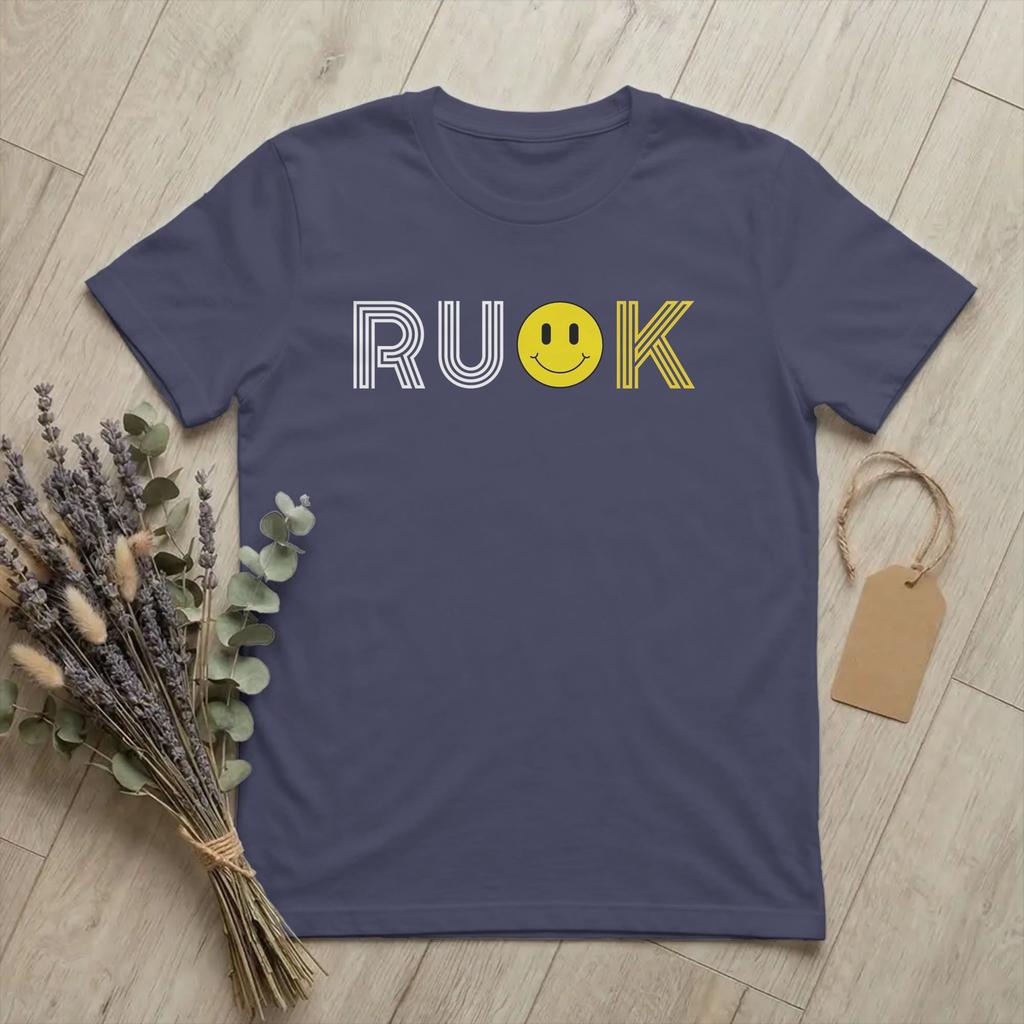 R U OK How Are You Friends T Shirt Unisex 100 Cotton Leisure TShirt O Neck Funny Message Tees Short Sleeve merchandise 6XL