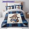 Juego de Ropa de Cama con Estampado de Dibujos Animados Colcha Funda de Colcha Funda de Almohada Decoración del Hogar Regalo de Cumpleaños (1 * funda nórdica + 2 * fundas de almohada, sin núcleo)