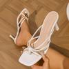 2025 Summer Women Sandals Sexy High Heels Shoes Women Thin High Heels Square Toe Sandals Trend Lady Pump Shoes Zapatos De Mujer