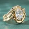 Elegant Inlaid White CZ Women's Ring Gorgeous Gold Color Geometry Daily Wear Party Jewelry Anniversary Gift