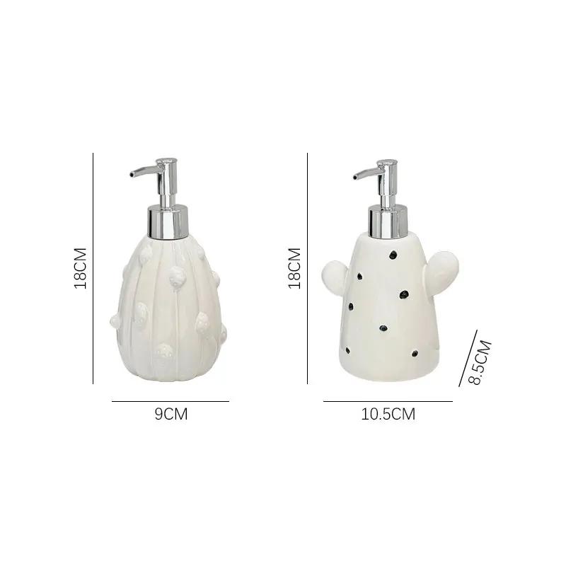 Light luxury cactus ceramic hand soap dispenser bottle for home and hotel bathroom suitable for shampoo and shower gel bottles
