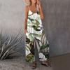 Women's Loose Printed Sleeveless Adjustable Spaghetti Strap Stretch Trousers Jumpsuit With Pockets