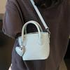2025 New Fashion High Sense Temperament Simple Hand Carrying Bucket Bag Women's Niche Lychee Pattern Commuter Messenger Bag