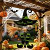 Rustic Halloween Sign Witch Hat Boot Sign, Hanging Trick or Treat Wall Decoration Decor for Home Room, Wooden Front Door Hanger Holiday Party, Or
