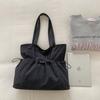 Relaxed Chic Tote Bag, Korean Plaid Drawstring Shoulder Bag, Soft Ruched Fabric With Large Capacity, Women Casual Shopping Bag