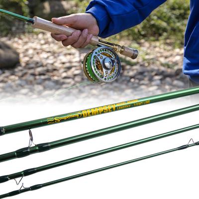 Canna da pesca a mosca Sougayilang portatile in fibra di carbonio 4 sezioni Attrezzatura da pesca per canna da pesca a mosca