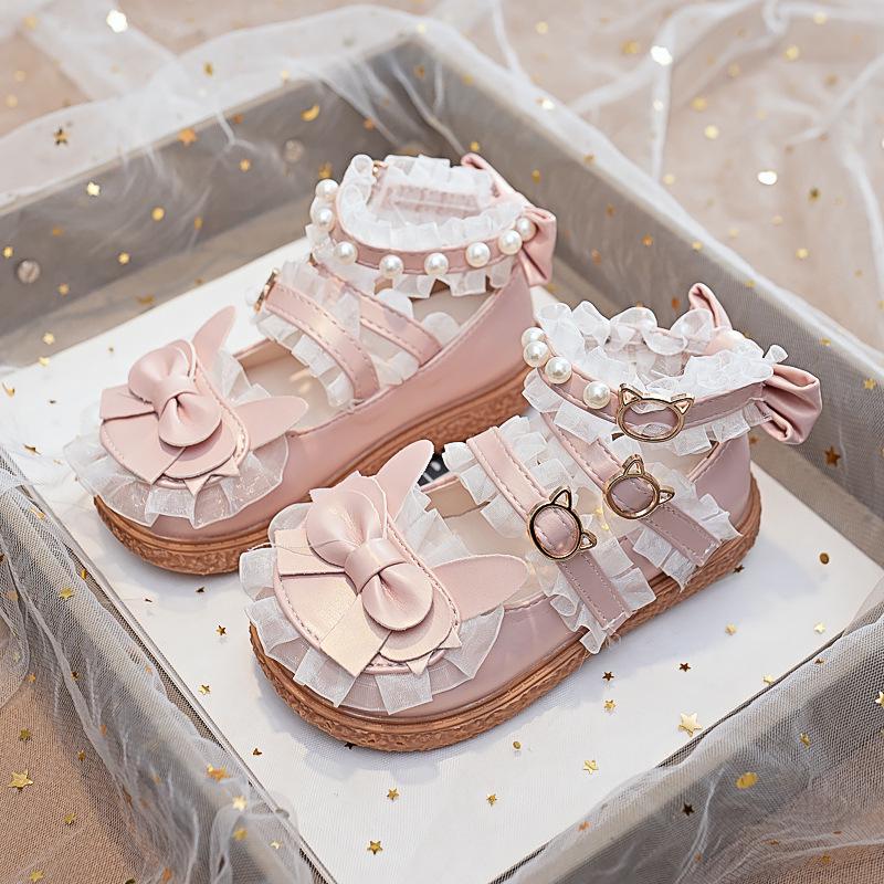 2026 Summer Soft Sole Leather Princess Shoes for Girls: Casual Lolita Style 24 розовый