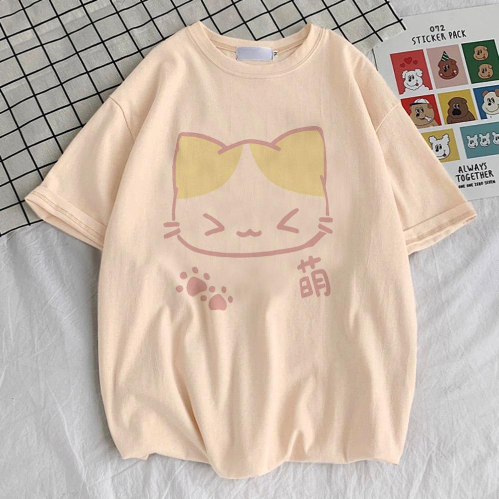 Japanese Grunge Cat t-shirt women harajuku  Graphic anime Retro streetwear Digital shirt hip hop Retro 2000s women graphic