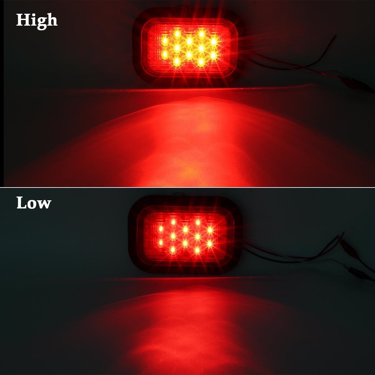 

6Pcs 5x3 Rectangle Truck Trailer Hitch Lights 12LED Flush Mount (4Red+2White) United States