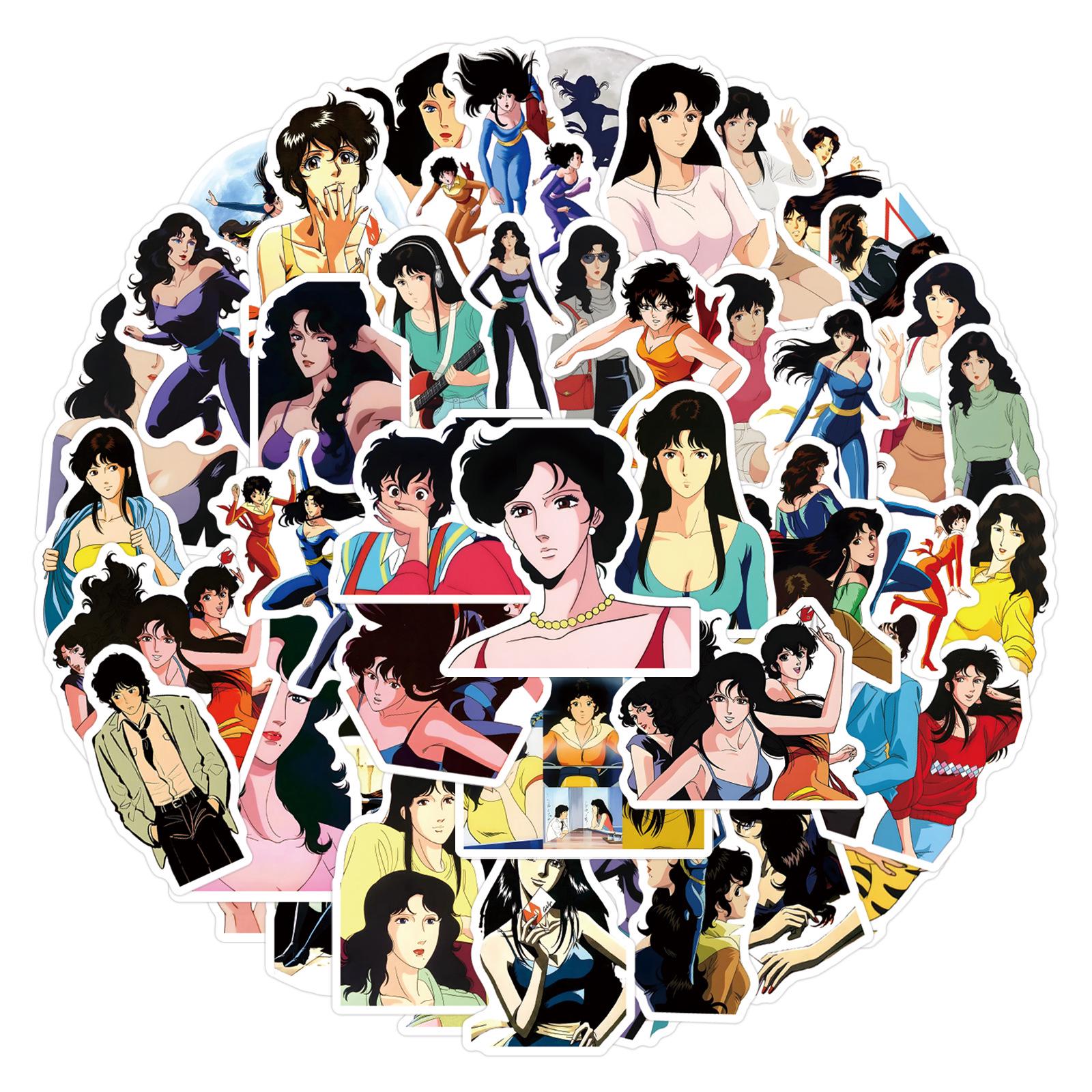 54 Sheets Cat Eye Three Sisters Graffiti Waterproof Stickers for Scooters & Notebooks