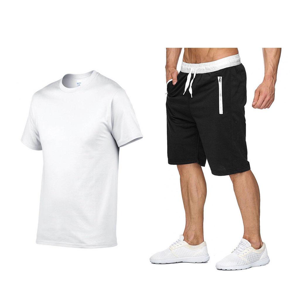 2024 Summer Men's Solid Short Sleeve T-shirt & Shorts Set