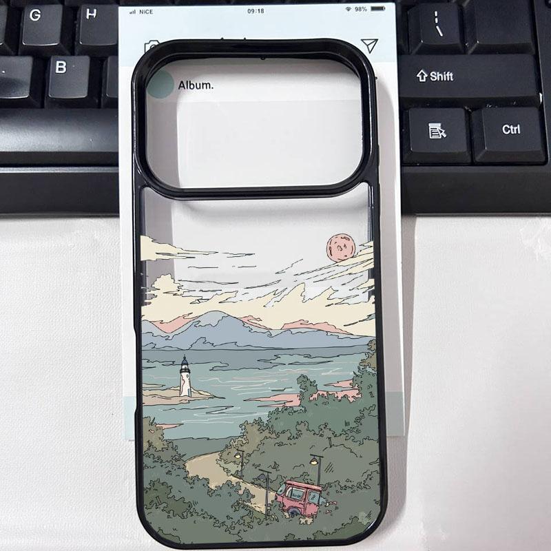 Japan Anime Sunset Mountain Landscape Phone Case For iPhone 17 17 Pro Max 17Pro 17Air Scenery Shockproof Clear Hard Cover Coque
