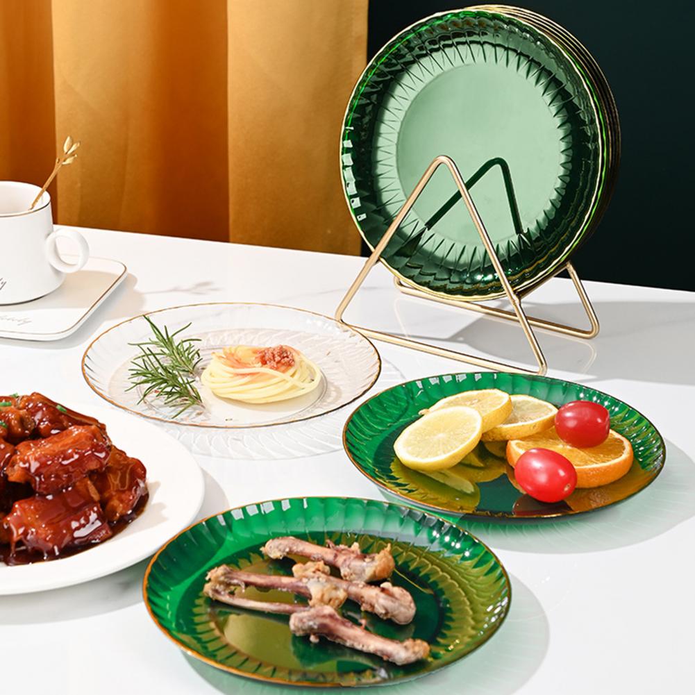 Transparent Bone Dish Stackable Golden Edge Easy To Clean Dessert Nuts Fruit Snack Plate for Dining Room Simple Food Tray Platos