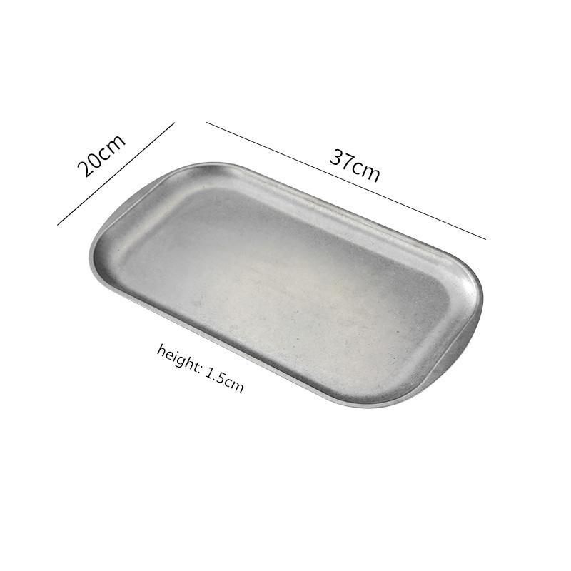 Retro klassische 304 edelstahl rechteckige platte kaffee shop tablett lagerung bbq geschirr teller und schüsseln essteller