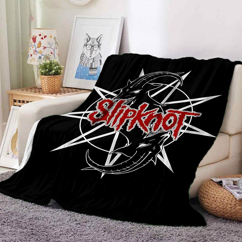1 stuks Slipknot Bandlogo Flanellen Deken [Gezellige Plaid] Voor Bank, Bed, Reizen, Kamperen, Woonkamer, Kantoor, Bank, Stoel, En Bed