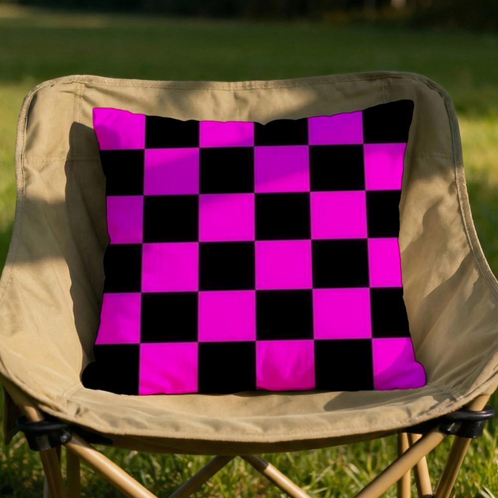 Classic Checkered Square Cushion Cover Soft Reversible  Durable Pillow Cover  MultiScene Use for Home  Car Daily Comfort