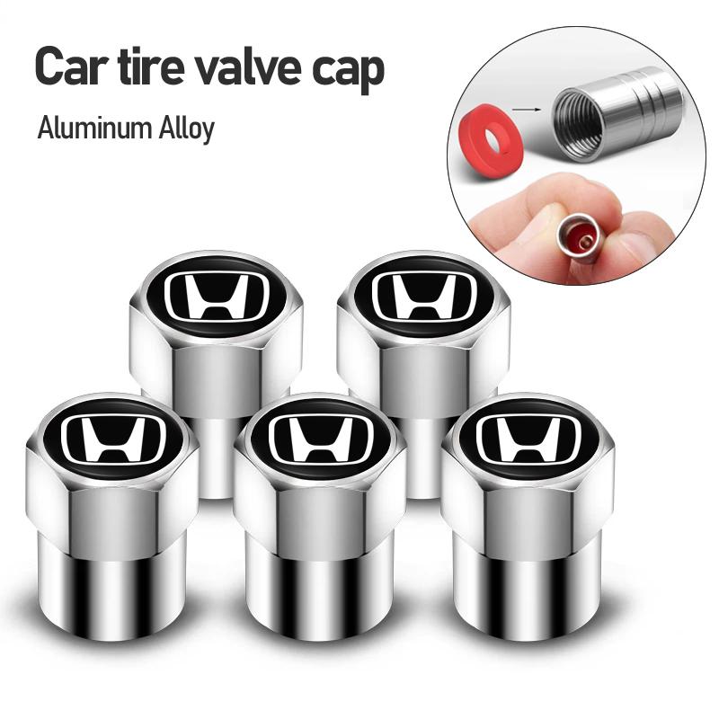 4Pcs Car Badge Wheel Tire Valve Air Stem Cap Duust Covers For Honda CRV Civic Accord FIT Stepwgn Insight CRZ 5th Odyssey CRX ZRV akg256