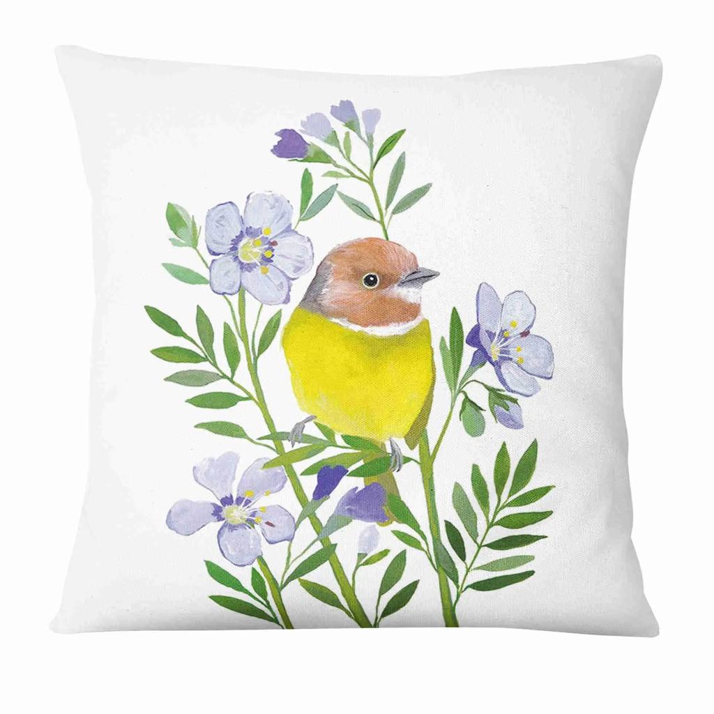 Painted Flower, Bird and Butterfly Decorative Pillowcase Living Room Office Ornaments Home Pillowcase