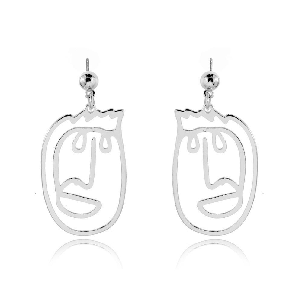 Alloy Face Elegant Earrings For Women Modern Cartoon Expression Design Jewelry
