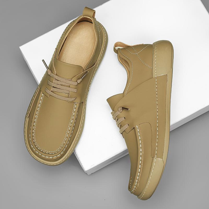 Fashion Men Comfortable School Running Shoes New Lightweight Men Flats Men Fashion Breathable Skate Shoes Lace-Up Casual Leather Shoes