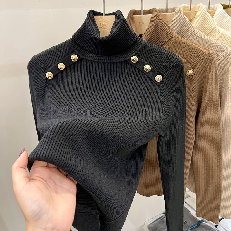 Autumn and Winter Cashmere Sweater Women's Turtleneck Long Sleeved Knit Pullover Slim Cashmere Sweater