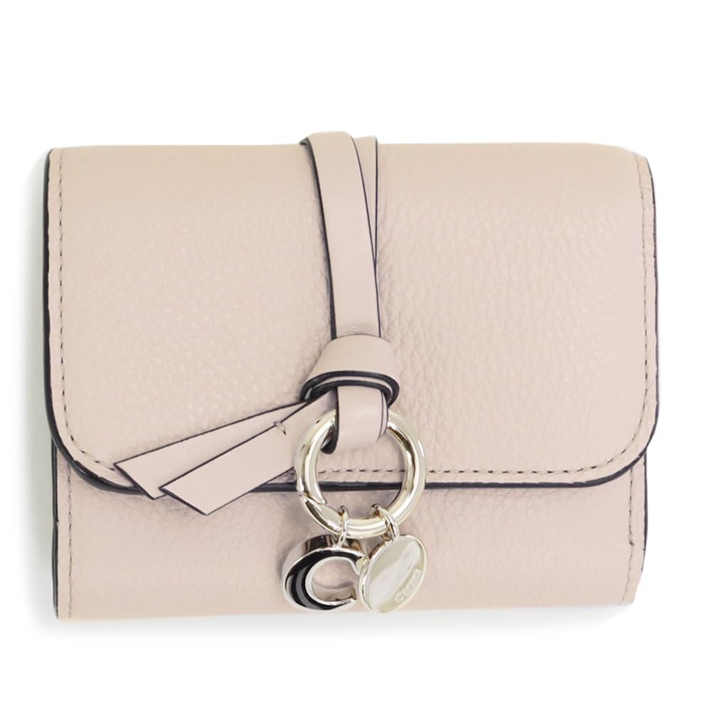 Chloe CHC21WP945F57 WILD GREY 084 24AW Pink Gray Wallet Alphabet Flap Small Trifold Wallet Women's [Used]
