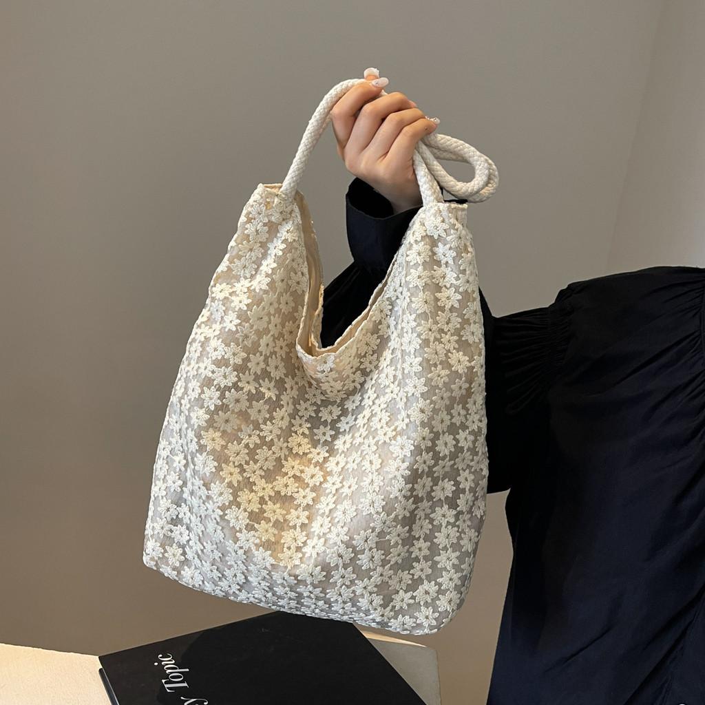 Lace Tote Bag With Magnetic Closure For Casual Daily Use