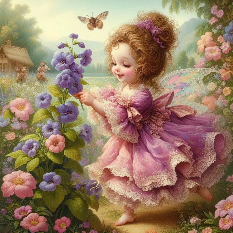 Diy Full Round Square Mosaic Art Cartoon Elf Diamond Painting Set New Product Arrived Flower Elf Girl Embroidery Decoration