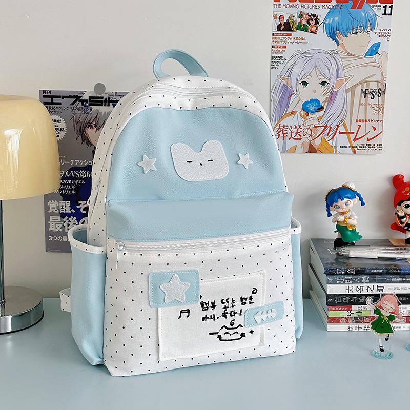 New college style polka dot schoolbag female student large capacity backpack casual Japanese fashion versatile backpack