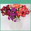Premium Silk Cloth Artificial Flowers Tea Rose Buds For Classic Wedding Decor