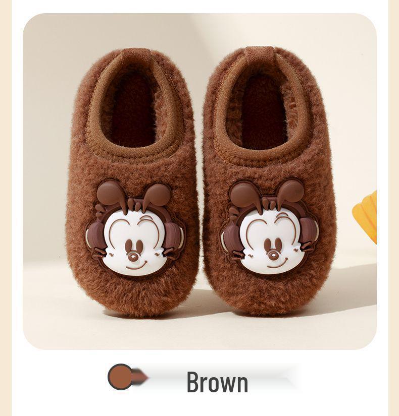 Bobodou Boys' Non-Slip Winter Indoor Cotton Shoes with Heel Cover & Fur Lining