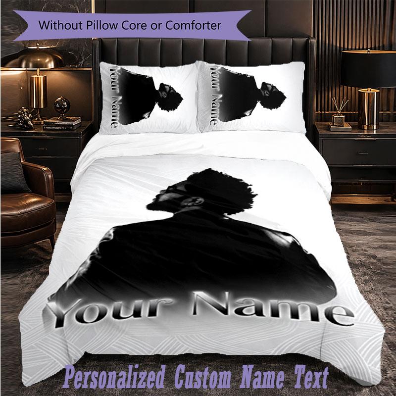 Personalized 3Pcs Bedding SetThe Weeknd Custom Text Duvet Cover Pillowcase Set Bedroom Gift
