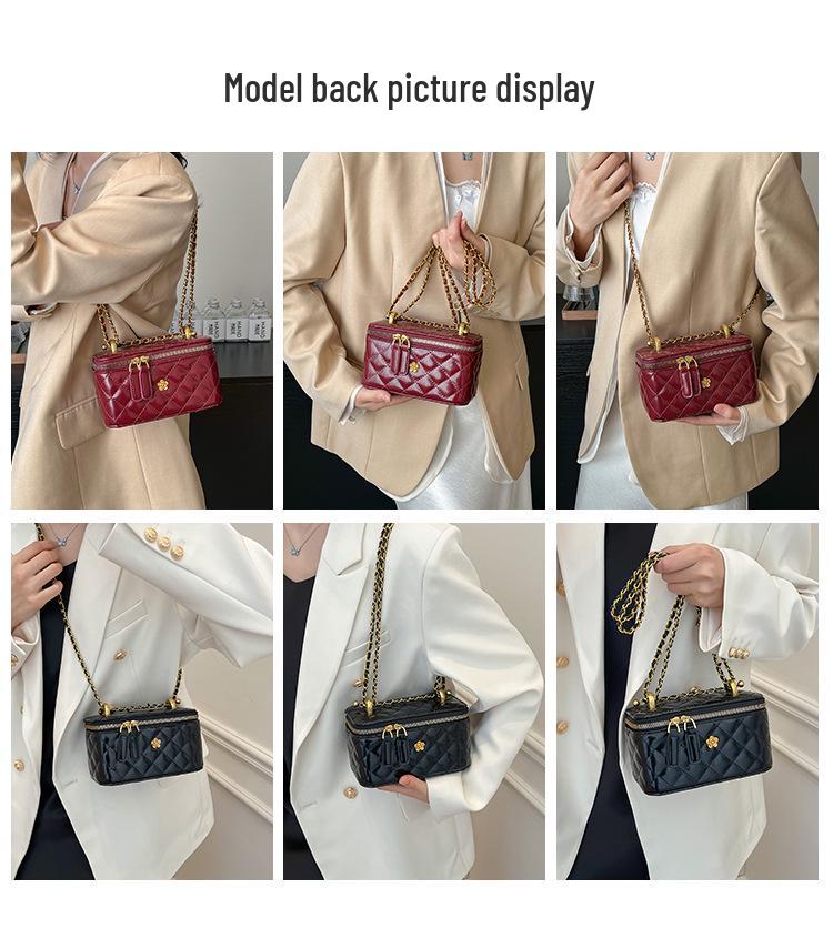 Argyle Embroidered Women's Crossbody Chain Bag - 2025 Spring/Summer Trendy Small Square Bag