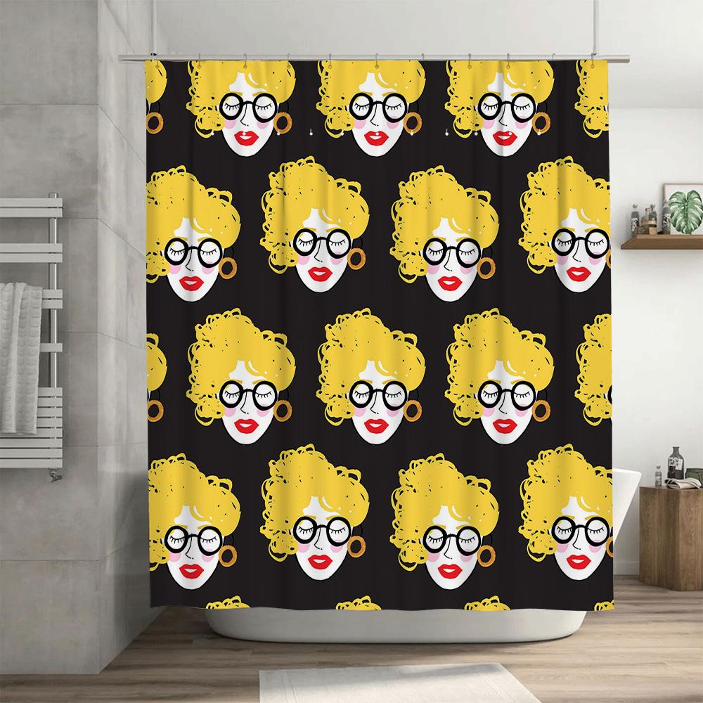 Yellow Floral Printed Shower Curtains Feminine Home Decor Bathroom Accessories for Girl's Bathroom Modern Waterproof Fabric Avai