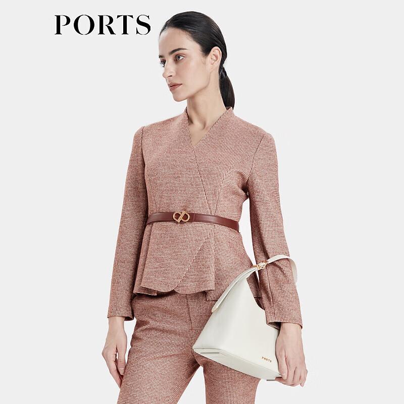 

PORTS Women s Autumn/Winter Knit Plaid Belted Blazer Jacket S (4)