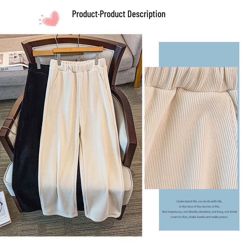 Extra Large Plus-Size Women's Winter High Waist Velvet Pants, Loose Fit, Size 300 Jin (up to 200 Jin available)