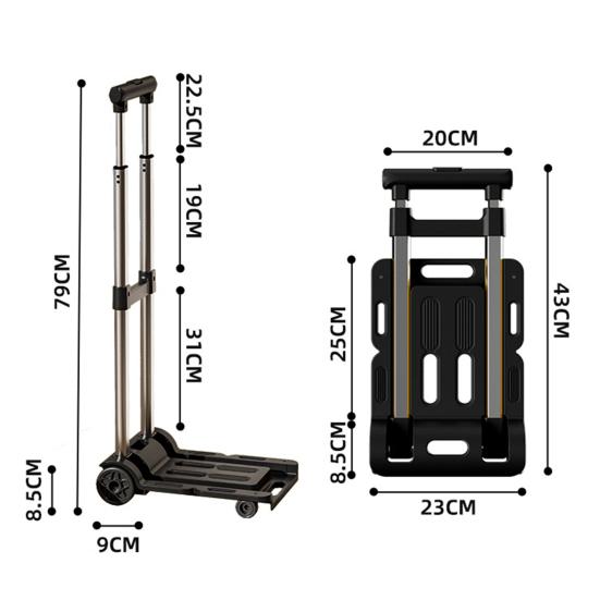 Folding Hand Truck with Wheels 110lbs Load-capacity Rustproof Corrosion Resistant Collapsible Trolly Portable Dolly