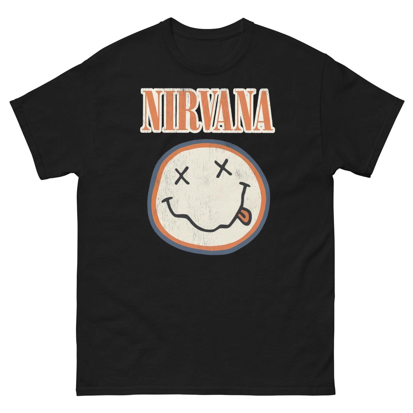 

Nirvana Smiley Винтажная Футболка Потертая Гранж Футболка Y2K Ретро Логотип M