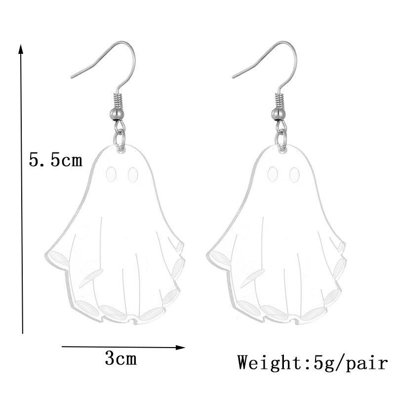 European and American Halloween Transparent Acrylic Skull Ghost Earrings Personalized Coffin Earrings Horror Skeleton Earrings