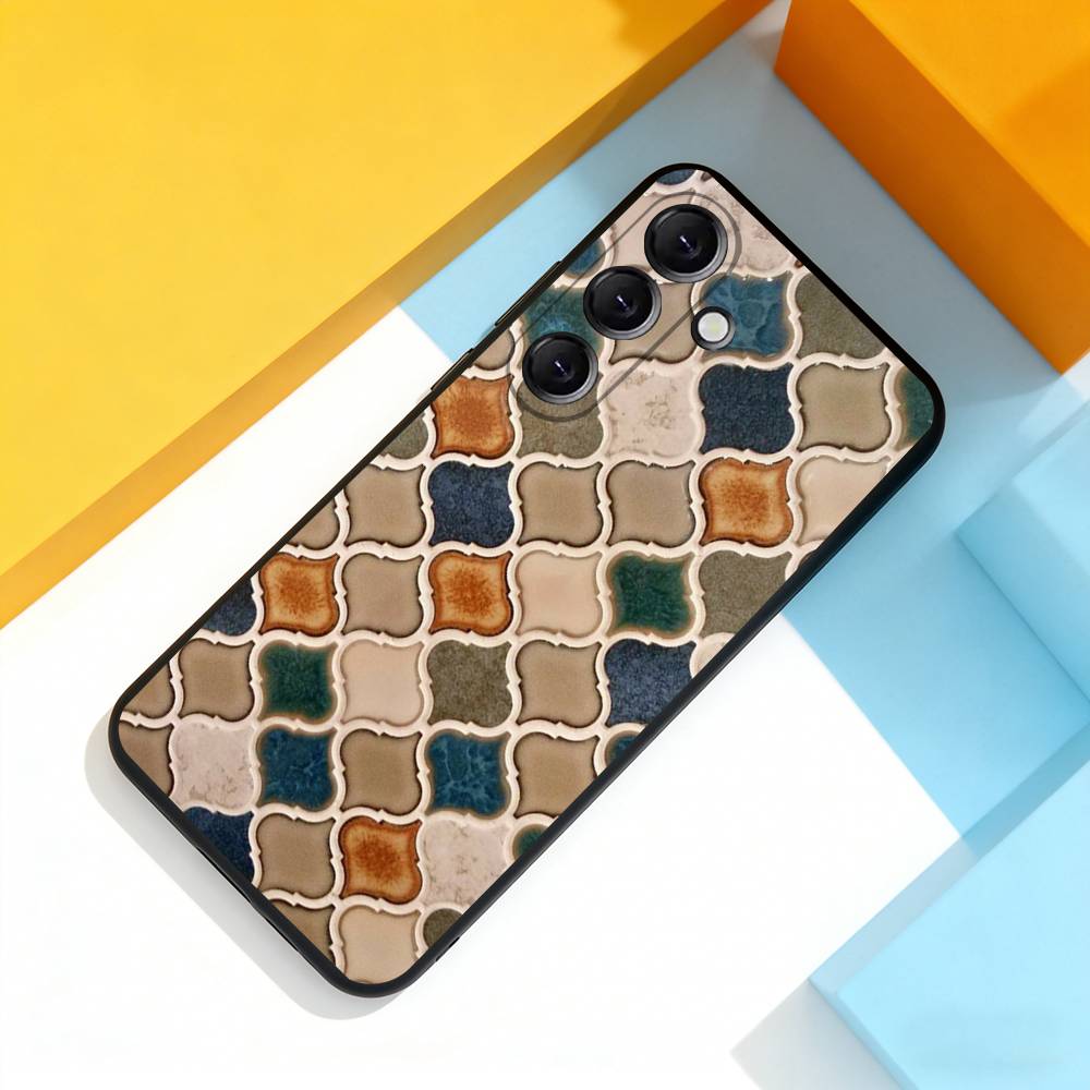 M-Moroccan Tile Cool Phone Case For Samsung Galaxy A 22,71,53,52,51,72,73,5G,Note,J7,8,9 Soft Black Cover