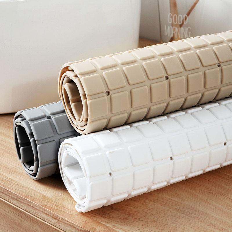 Nordic TPE Bathroom Anti Slip Mat Shower Room Drainable Floor Mat with Suction Cup Soft Interior Decoration Footpad for Toilet