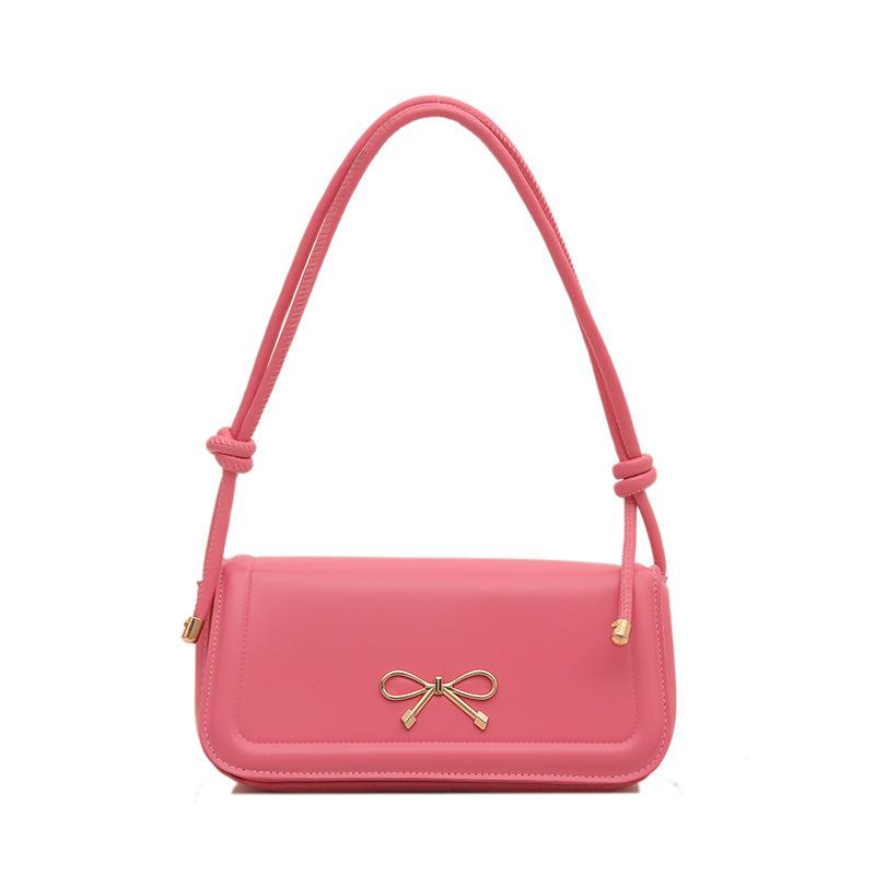 2025 new small square bag bow casual indentation trendy fashion solid color design foreign style messenger handbag bag