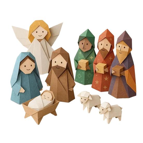DIY Paper Nativity Scene 3D Origami Paper Craft Kit Christmas Nativity DIY Kit