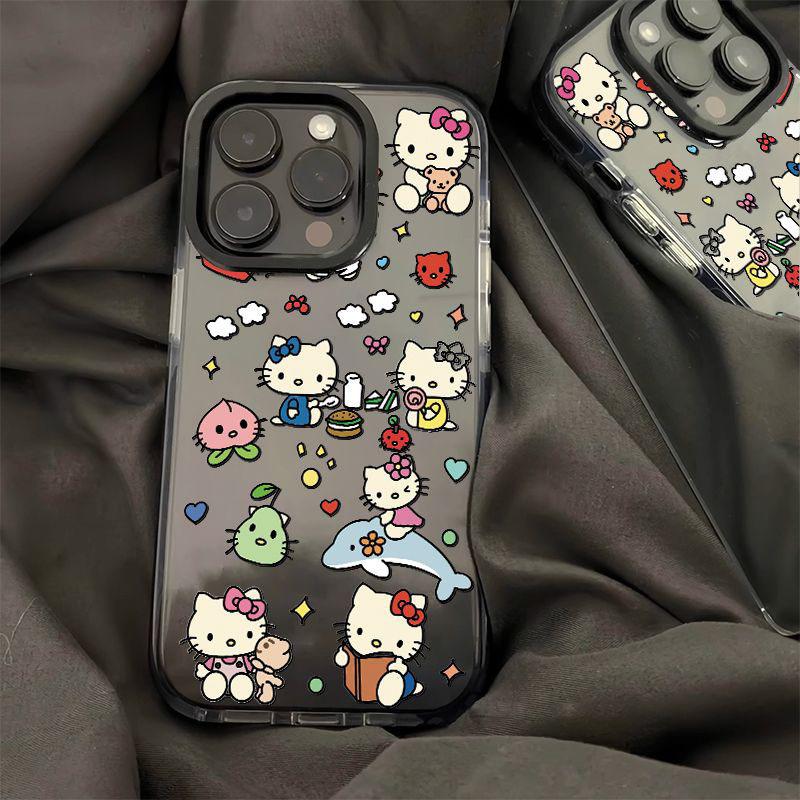 ins full screen kt cat iPhone11/11/11promax mobile phone case 11 two-color 11 transparent black edge xr female x soft