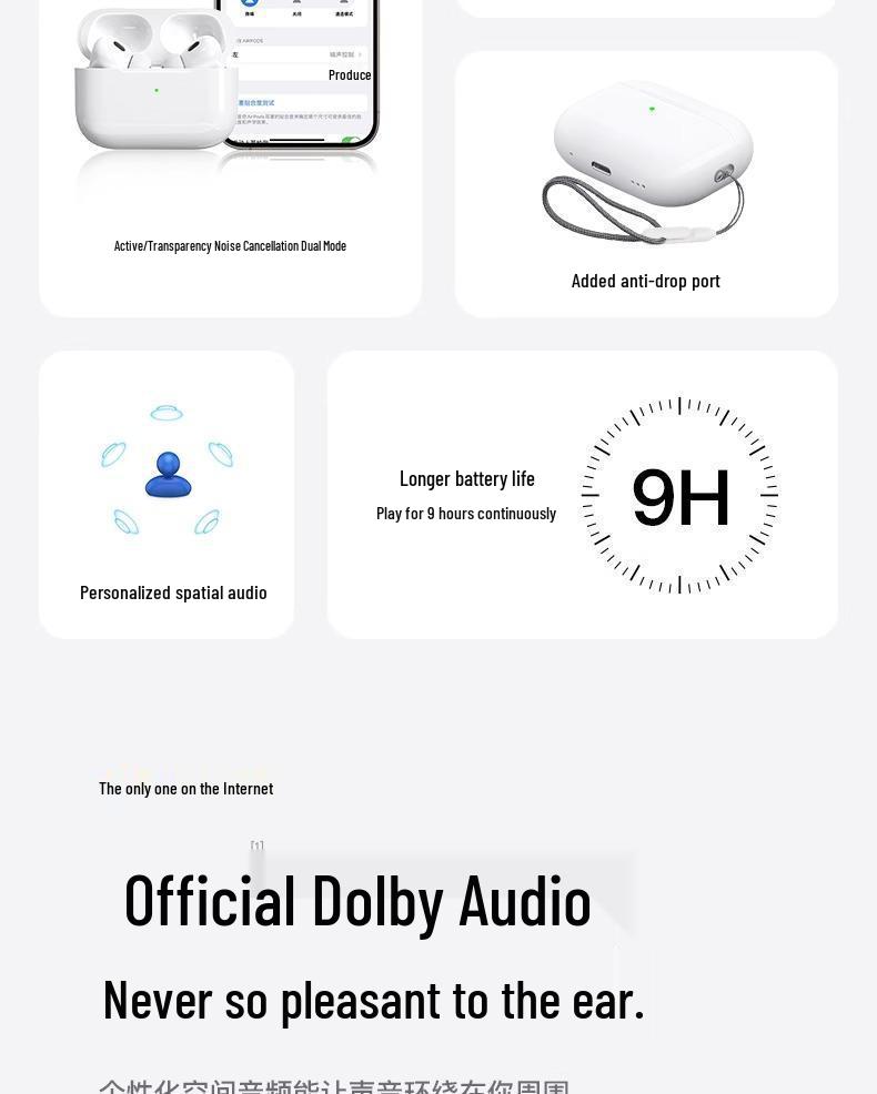 Huaqiangbei Pro 3. Generation Geräuschunterdrückende Bluetooth-Kopfhörer – Hochwertiger Klang für Apple