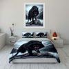 Black Wolf Roaring In Snowy Wilderness Duvet Cover Set With 3D Printing Design Soft Polyester Bedding Set All-Season Comfort