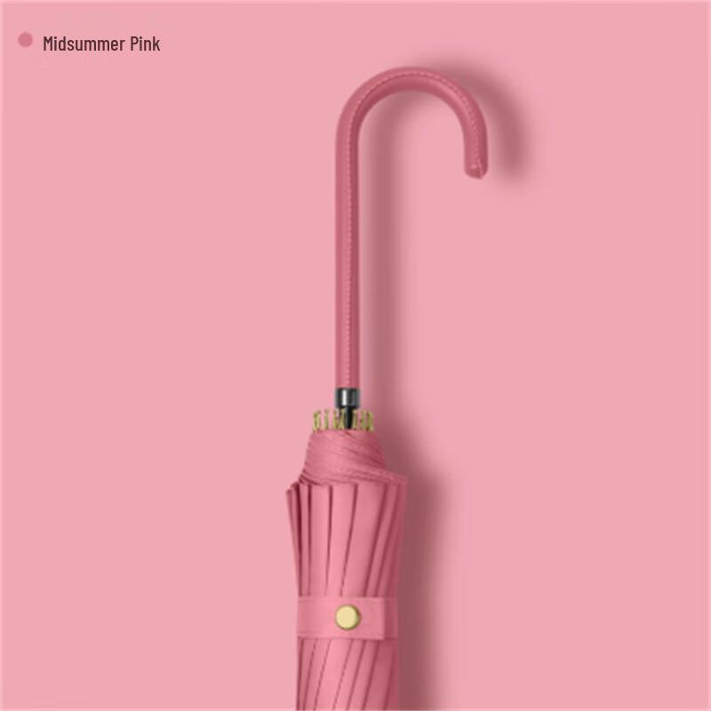Ximengyuan Small Fresh Style Straight Umbrella with Curved Leather Handle